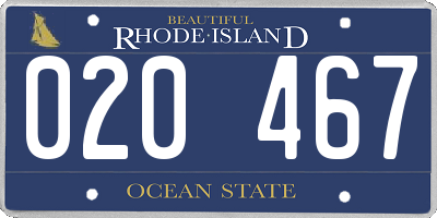 RI license plate 020467