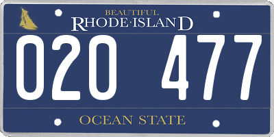 RI license plate 020477