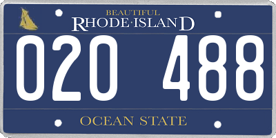 RI license plate 020488