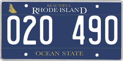 RI license plate 020490