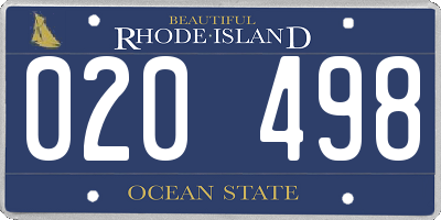 RI license plate 020498