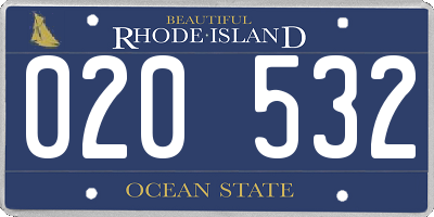 RI license plate 020532