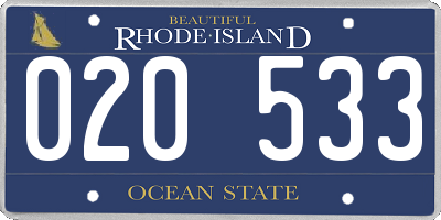 RI license plate 020533