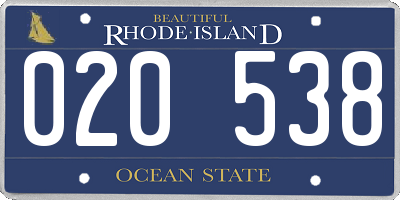 RI license plate 020538