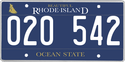 RI license plate 020542