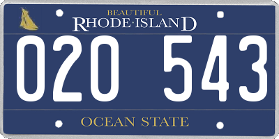 RI license plate 020543