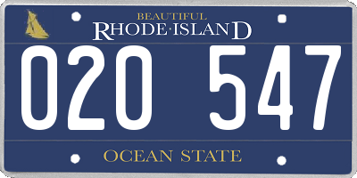 RI license plate 020547