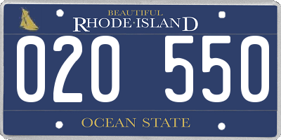 RI license plate 020550