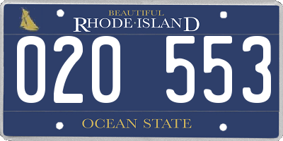 RI license plate 020553