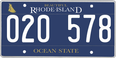 RI license plate 020578