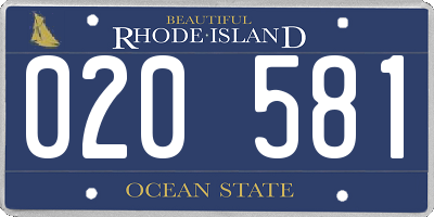 RI license plate 020581