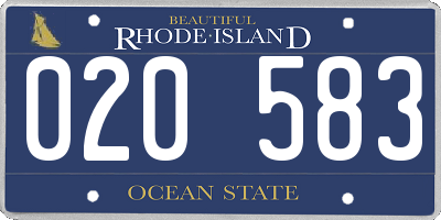 RI license plate 020583