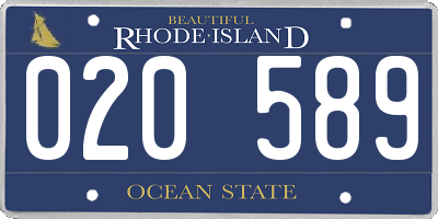 RI license plate 020589