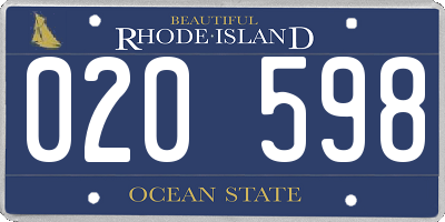 RI license plate 020598