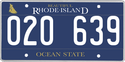 RI license plate 020639