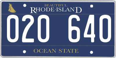 RI license plate 020640