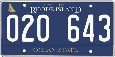 RI license plate 020643