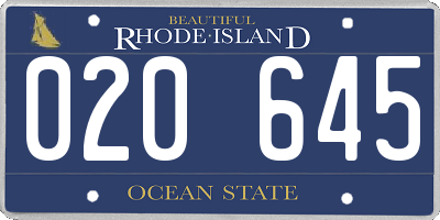 RI license plate 020645