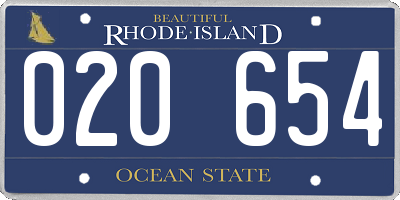 RI license plate 020654