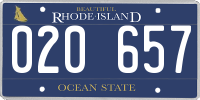 RI license plate 020657