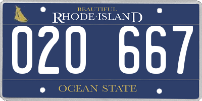 RI license plate 020667