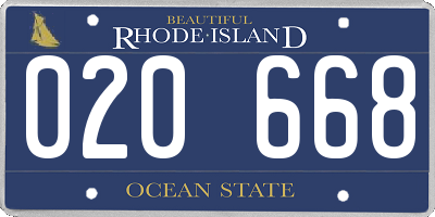 RI license plate 020668