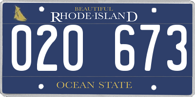 RI license plate 020673