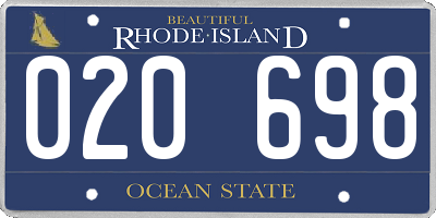 RI license plate 020698