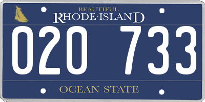 RI license plate 020733