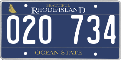 RI license plate 020734