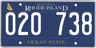 RI license plate 020738