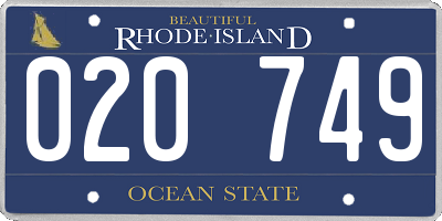 RI license plate 020749