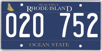 RI license plate 020752