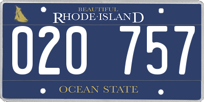 RI license plate 020757