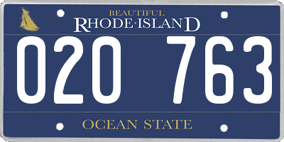 RI license plate 020763