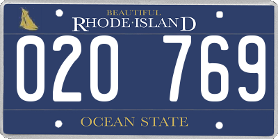 RI license plate 020769