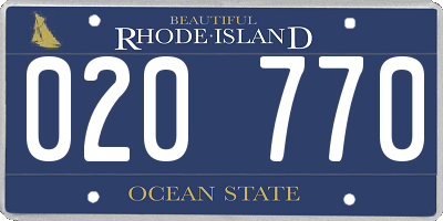 RI license plate 020770