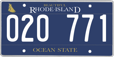 RI license plate 020771