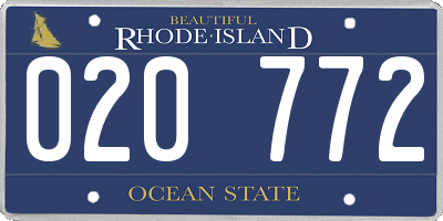 RI license plate 020772