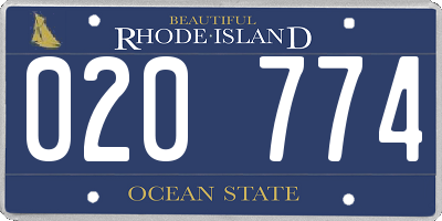 RI license plate 020774