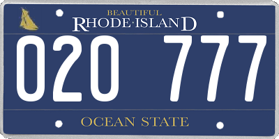 RI license plate 020777