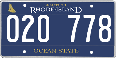RI license plate 020778