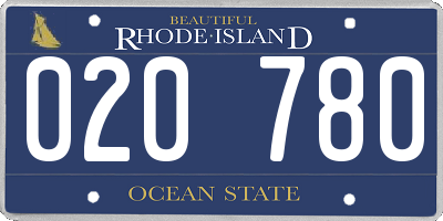 RI license plate 020780