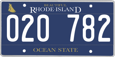 RI license plate 020782