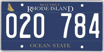 RI license plate 020784