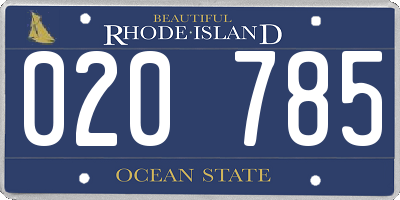 RI license plate 020785