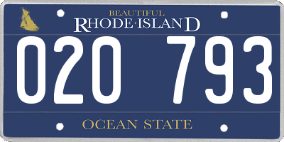 RI license plate 020793