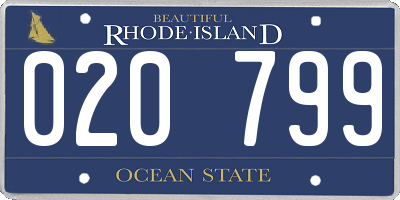 RI license plate 020799
