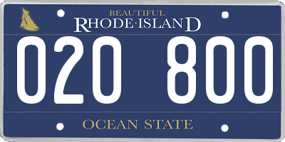 RI license plate 020800