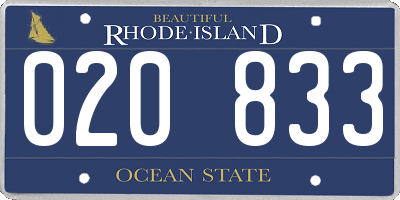 RI license plate 020833